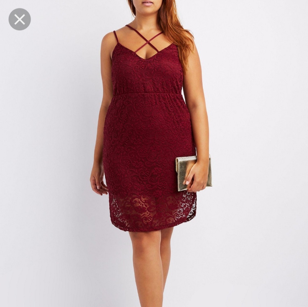 NWT Plus Size Burgundy Dress - Charlotte Russe